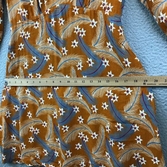 Paris Atelier & Other Stories‎ Burnt Orange Dress Size 6 Floral Feather Print - Picture 8 of 13